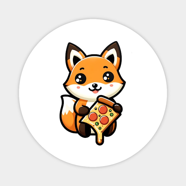 Funny Fox with Pizza Magnet by logiamerch